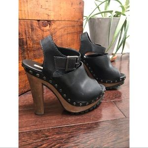 Zara platform clog peep toe ankle strap heels sz 8